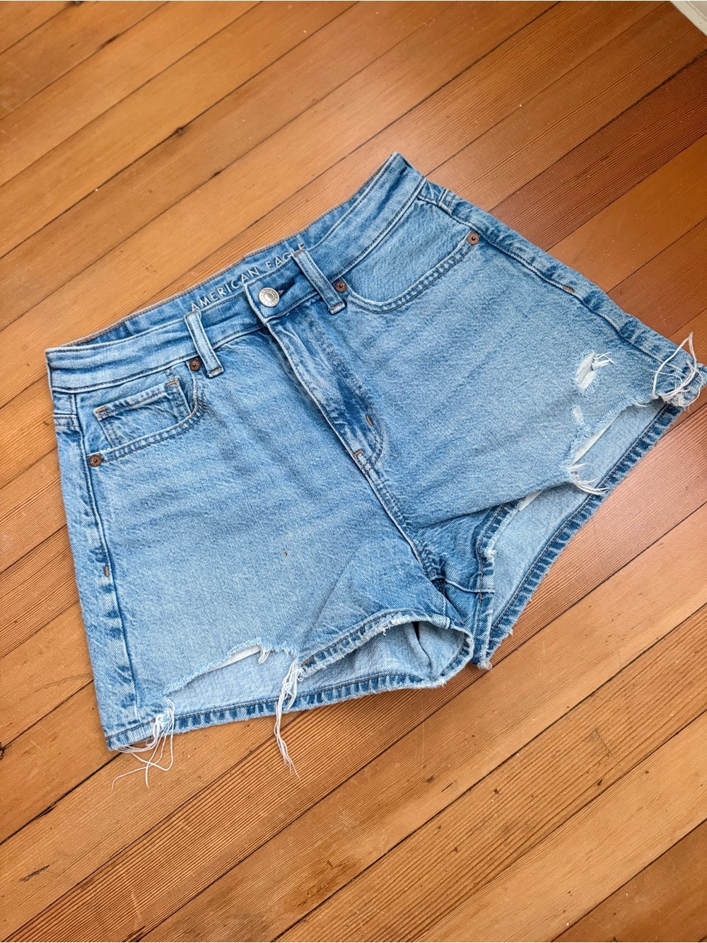 American Eagle Outfitters Light Wash Distressed Denim Shorts